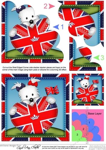 Jess Westie Dog Union Jack Flag Heart Shell Stacker