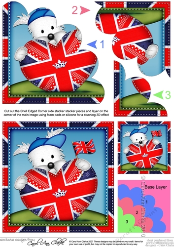 Jock Westie Dog Union Jack Flag Heart Shell Stacker
