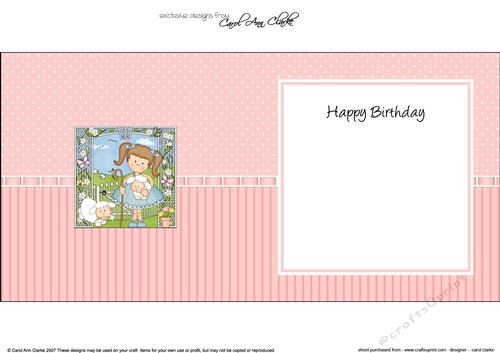Cute Girlz Liz has two a Cute Lambs square landscape insert