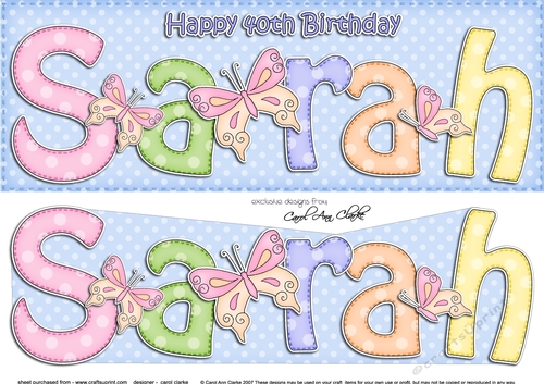 Large DL 40th Birthday SARAH 3D decoupage