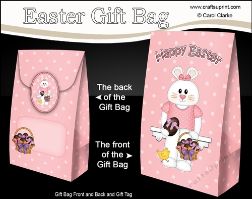 3D Easter Gift Bag Mini Kit - Easter Ipsy Bunny has Lots of Chocolate Easter Eggs