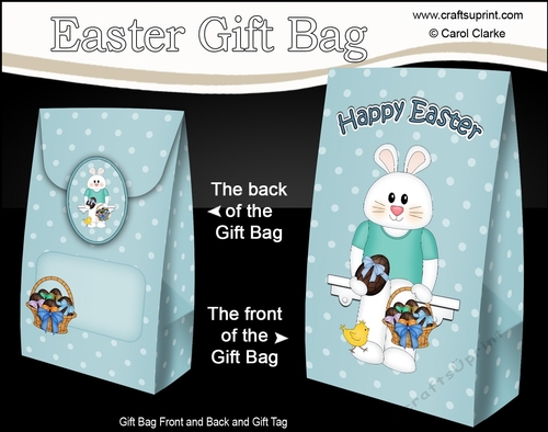 3D Easter Gift Bag Mini Kit - Easter Dipsy Bunny has Lots of Chocolate Easter Eggs