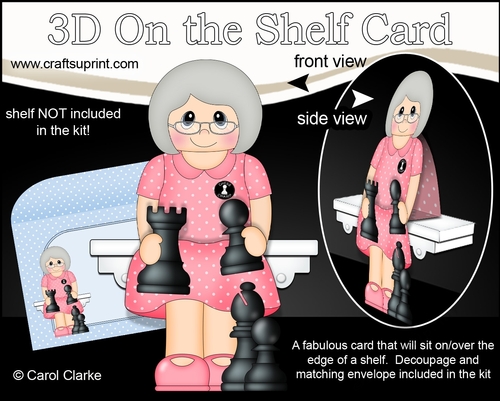 3D On the Shelf Card Kit - Old Lady Madelyn is a Chess Champion