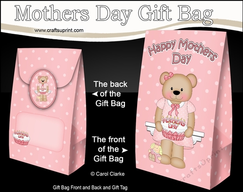 Mothers Day Gift Bag Mini Kit - Cute Little Livvy Bear has a Cake for Mum