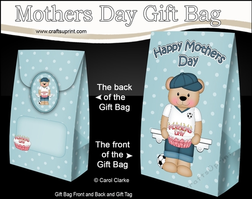 Mothers Day Gift Bag Mini Kit - Cute Little Austin Bear has a Cake for Mum