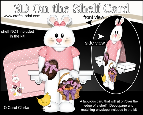3D On the Shelf Card Kit - Little Easter Ipsy Bunny has Lots of Chocolate Easter Eggs