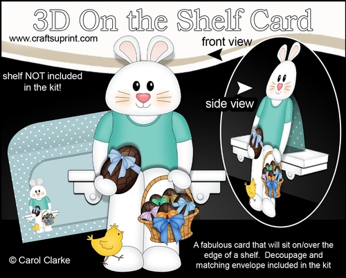 3D On the Shelf Card Kit - Little Easter Dipsy Bunny has Lots of Chocolate Easter Eggs