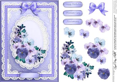 A5 Spring Flowers and Lace Quick Card with 3D Decoupage