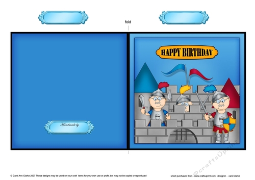 Birthday Bert the Knight & Castle Quick Cut & Fold Card  