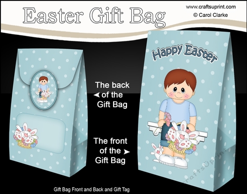 3D Easter Gift Bag Mini Kit - Easter Boy Clayton has a Cute Bunny in a Basket