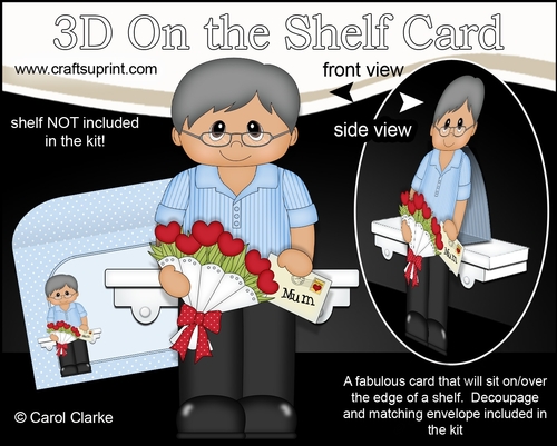 3D On the Shelf Card Kit - Ethnic Man Mitra has a Letter & Roses for Mum