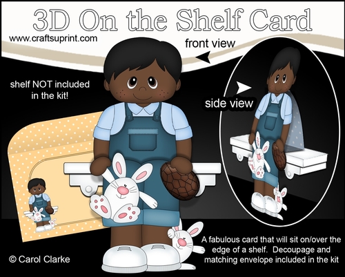 3D On the Shelf Card Kit - Ethnic Easter Toddler Jervonte has a Cute Bunny & a Chocolate Easter Egg
