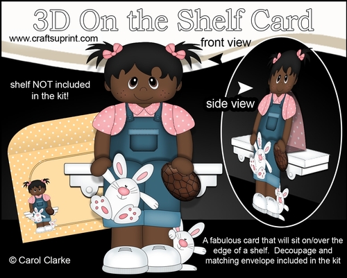 3D On the Shelf Card Kit - Ethnic Easter Toddler Melicia has a Cute Bunny & a Chocolate Easter Egg