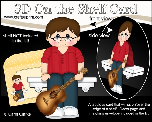 3D On the Shelf Card Kit - Bartie plays the Guitar