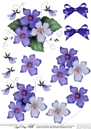 Pretty Viola 3D Decoupage sheet