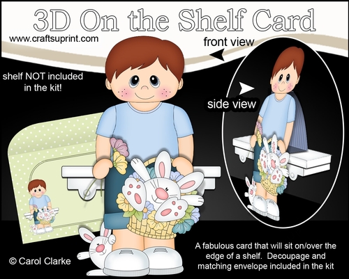3D On the Shelf Card Kit - Easter Boy Clayton has a Cute Bunny in a Basket