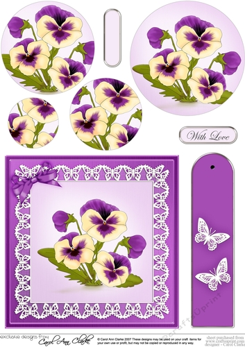 Pansy on Butterfly Lace Quick Card Circle Pyramage Topper