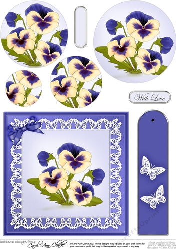 Pansy on Butterfly Lace Quick Card Circle Pyramage Topper