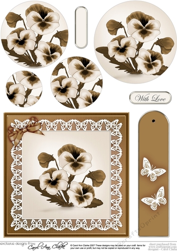 Pansy on Butterfly Lace Quick Card Circle Pyramage Topper