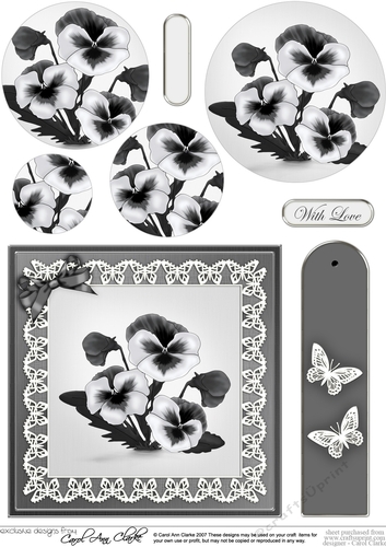 Pansy on Butterfly Lace Quick Card Circle Pyramage Topper