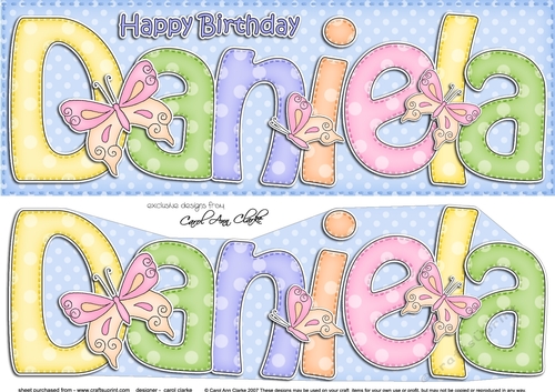 Large DL Birthday DANIELA 3D decoupage