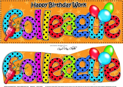 Large DL Birthday WORK COLLEAGUE 3D decoupage