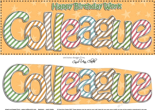 Large DL Birthday WORK COLLEAGUE 3D decoupage