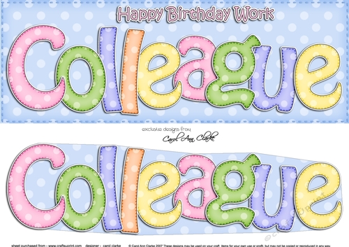 Large DL Birthday WORK COLLEAGUE 3D decoupage