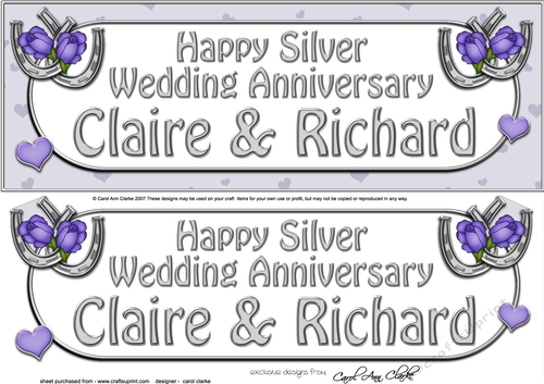 Large DL Happy Silver Wedding Anniversary CLAIRE & RICHARD 3D decoupage