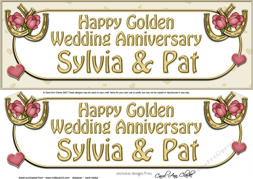 Large DL Happy Golden Wedding Anniversary SYLVIA & PAT 3D decoupage
