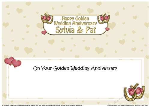 Large DL Happy Golden Wedding Anniversary SYLVIA & PAT insert