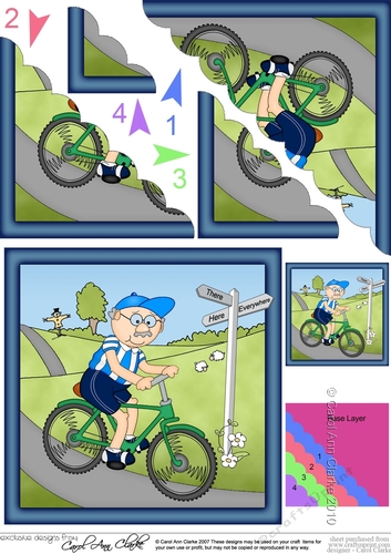 Old Man Bert goes Cycling Scalloped Corner Stacker