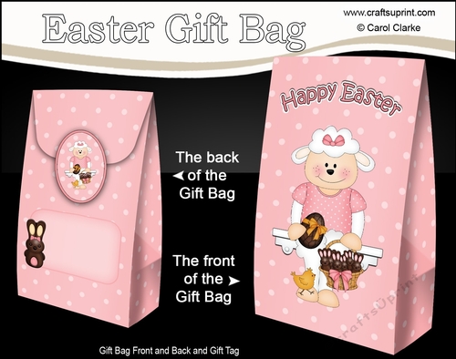 3D Easter Gift Bag Mini Kit - Easter Laura Lamb has an Easter Egg & a Basket of Chocolate Easter Bunnies