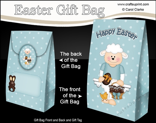 3D Easter Gift Bag Mini Kit - Easter Laura Lamb has an Easter Egg & a Basket of Chocolate Easter Bunnies