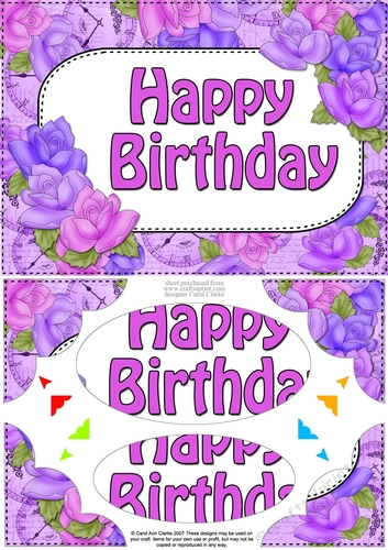 A5 Happy Birthday Time for Roses Scallop Corners & Pyramage