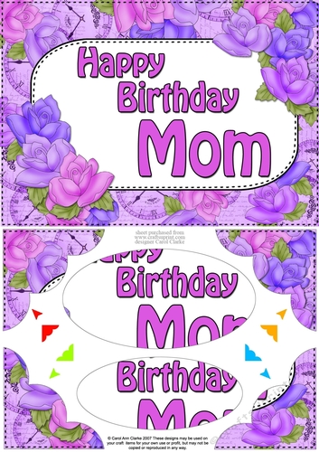 A5 Happy Birthday MOM Time for Roses Scallop Corners & Pyramage