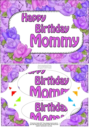 A5 Happy Birthday MOMMY Time for Roses Scallop Corners & Pyramage