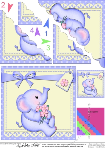 Cute Baby Lil Elephant Scalloped Corner Stacker