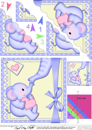 Cute Baby Lil Elephant Scalloped Corner Stacker