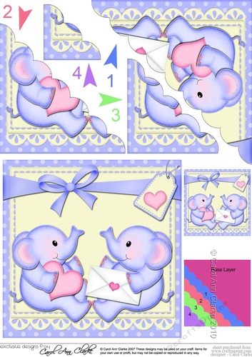 Cute Baby Lil Elephants Scalloped Corner Stacker
