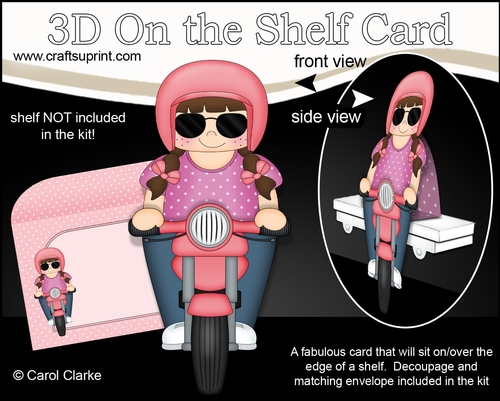 3D On the Shelf Card Kit - Teen Zuki Rides her Motorbike