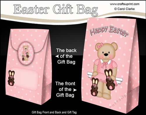 3D Easter Gift Bag Mini Kit - Easter Livvy Bear has Chocolate Bunnies