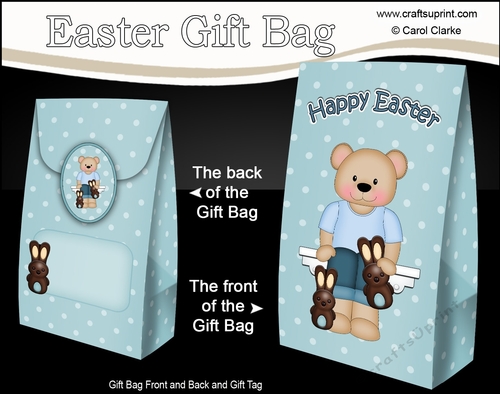 3D Easter Gift Bag Mini Kit - Easter Livvy Bear has Chocolate Bunnies