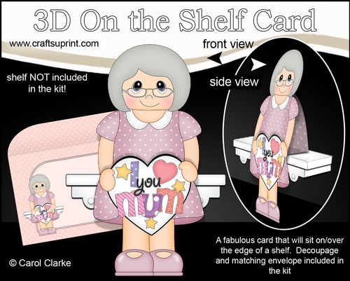 3D On the Shelf Card Kit - Daphne has a Heart for Mum