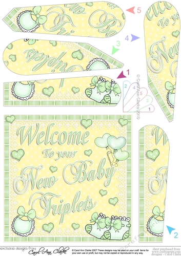 Welcome to Your New Baby Triplets Fan Pyramage Topper