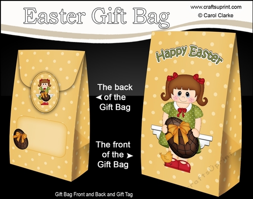 3D Easter Gift Bag Mini Kit - Easter Girl Arlette has a Lovely big chocolate Easter Egg