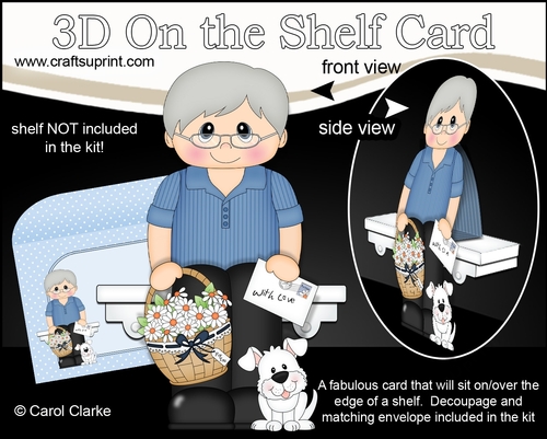 3D On the Shelf Card Kit - Old Man Norris has a Basket of Daisies, letter & Dog Joi