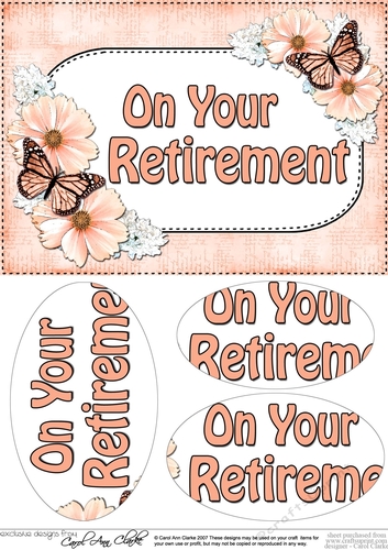 A5 RETIREMENT Butterflies & Flowers Oval Pyramage Topper