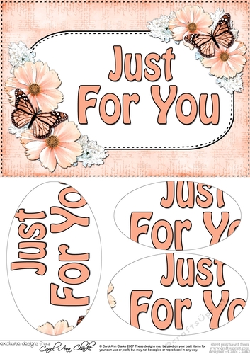 A5 JUST FOR YOU Butterflies & Flowers Oval Pyramage Topper