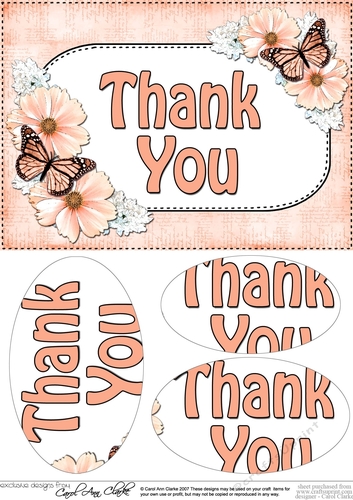 A5 THANK YOU Butterflies & Flowers Oval Pyramage Topper